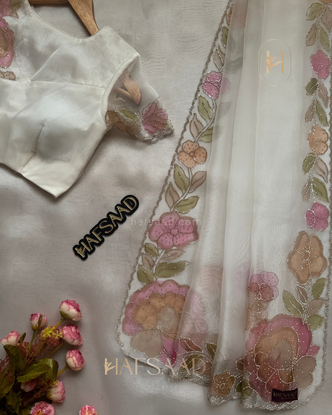 Sherlin- premium organza saree(off white)