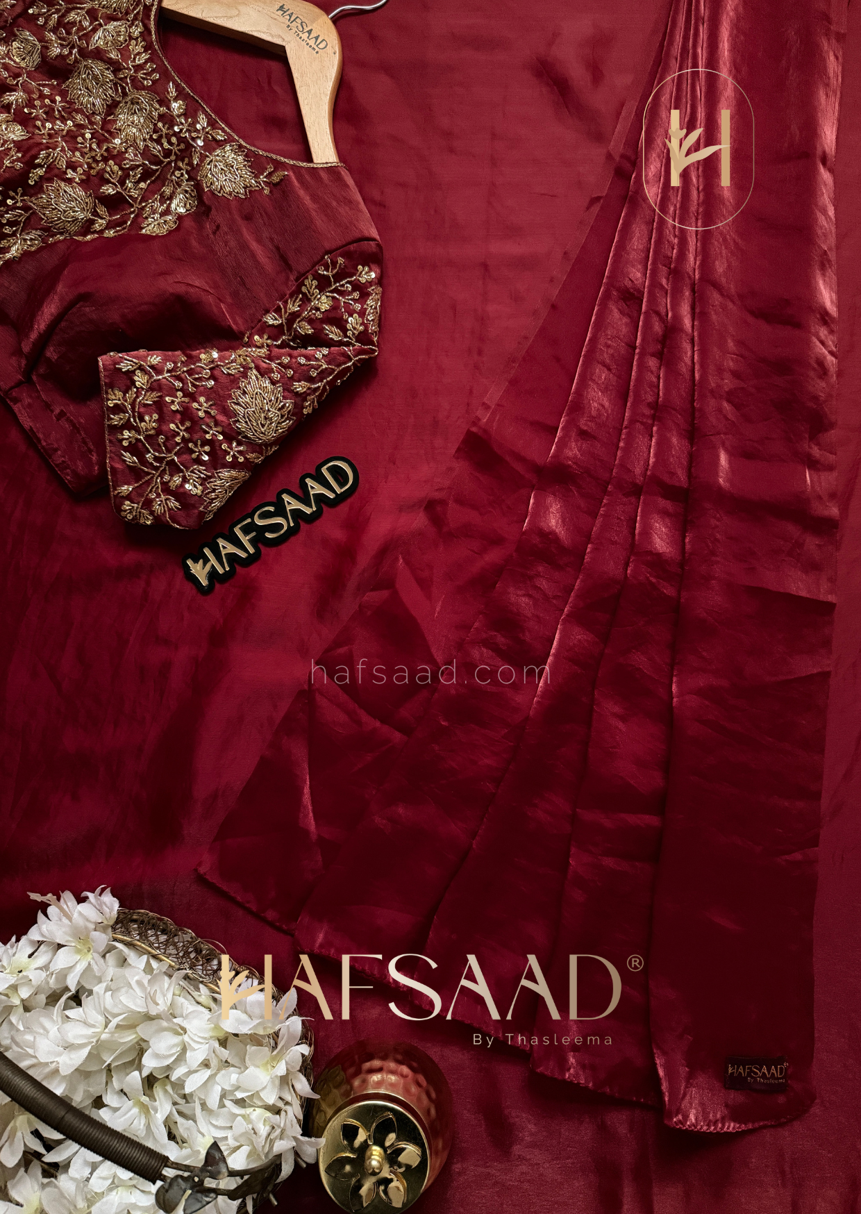 Khushi - Stardust satin saree (Maroon)