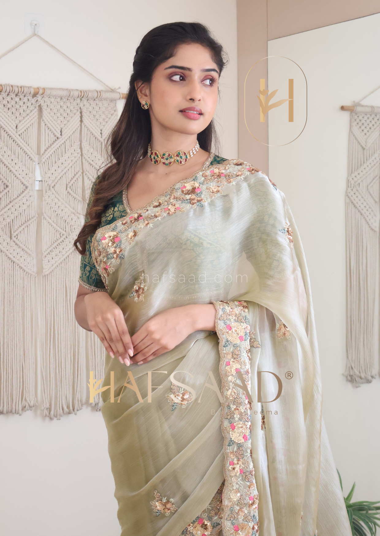 Shakira- Designer satin organza saree