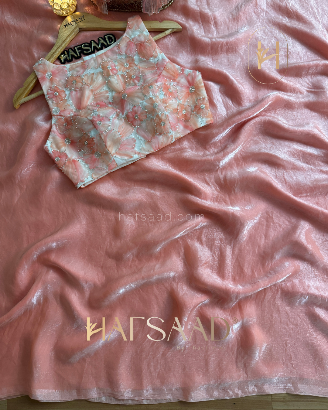 Cassie - Space silk saree (Peach)