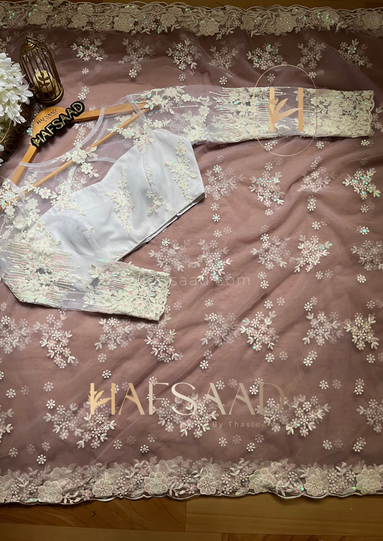 Jiya - Soft designer net saree ( lavender )