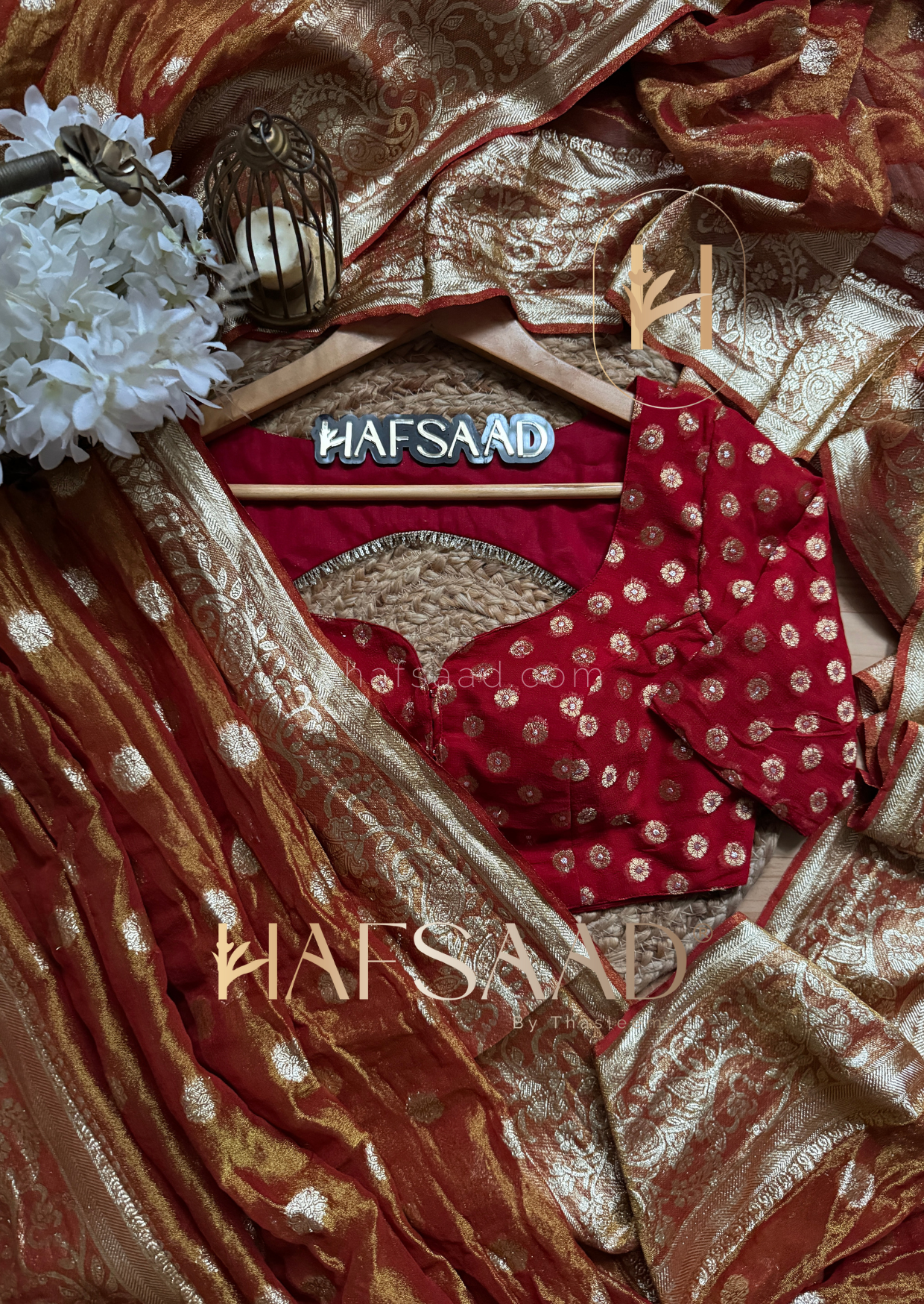 Sita - Semi tissue silk saree (Rustic Orange)