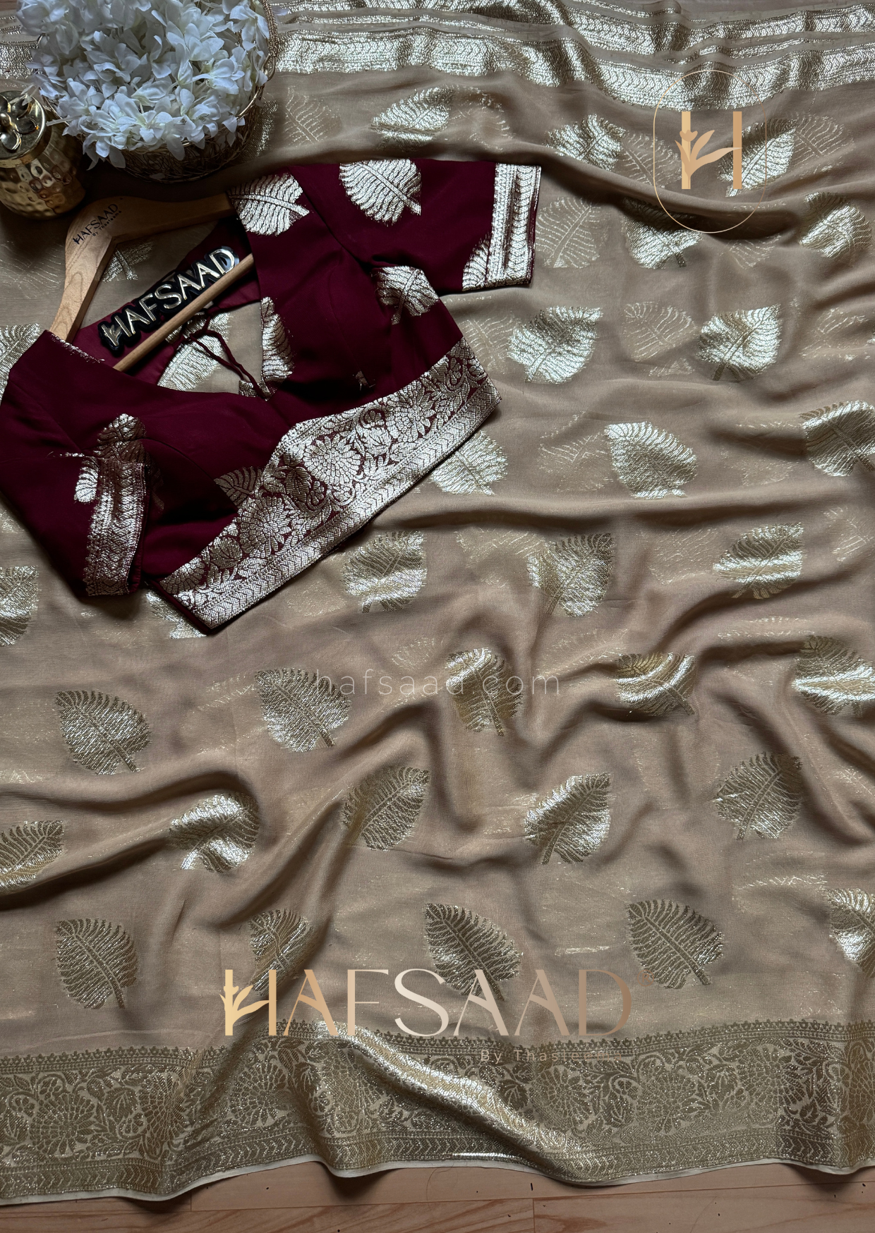 Sreeja - Pure viscose saree (Biscotti)