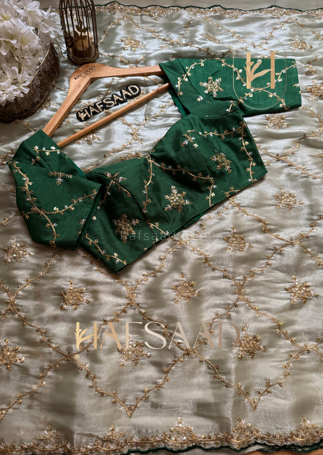 Gulabi- Satin organza saree (Green)