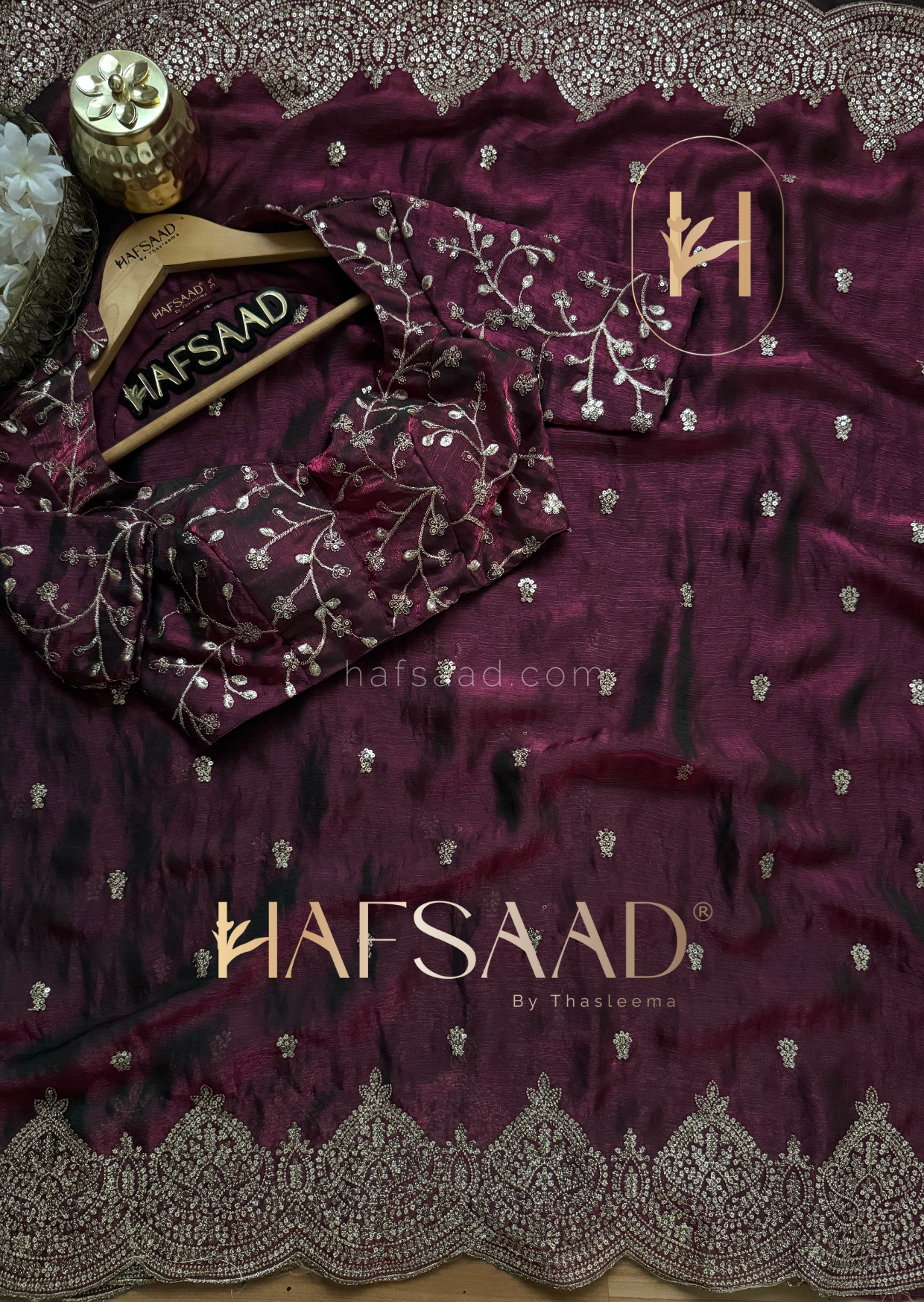 Marzoo - Fendy chiffon saree (Wine)