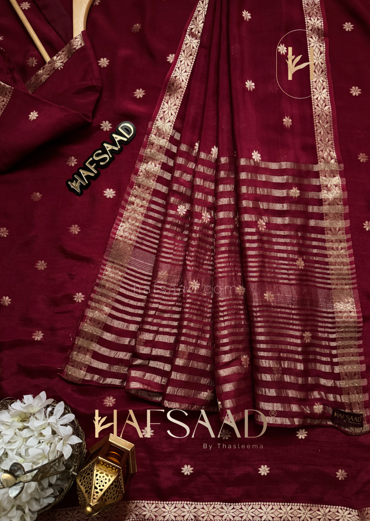 Ahalya - Pure chinnon saree (Crimson)
