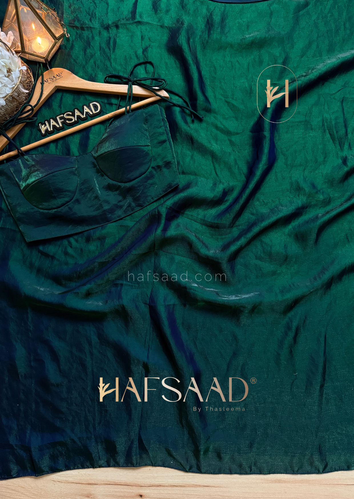 Sinful - Stardust satin saree (Emerald waves)