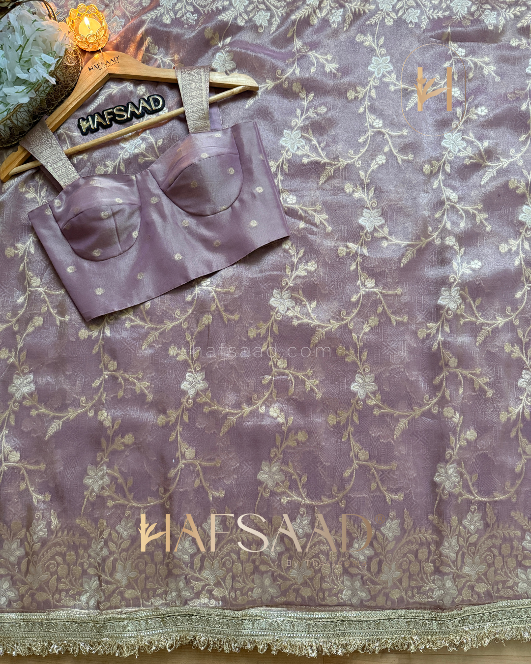 Nisha - Banaras Tissue Silk Saree (Lavender)