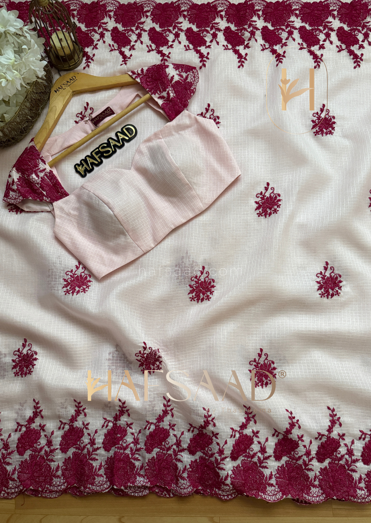 Celestia - Embroidered saree (Pink)