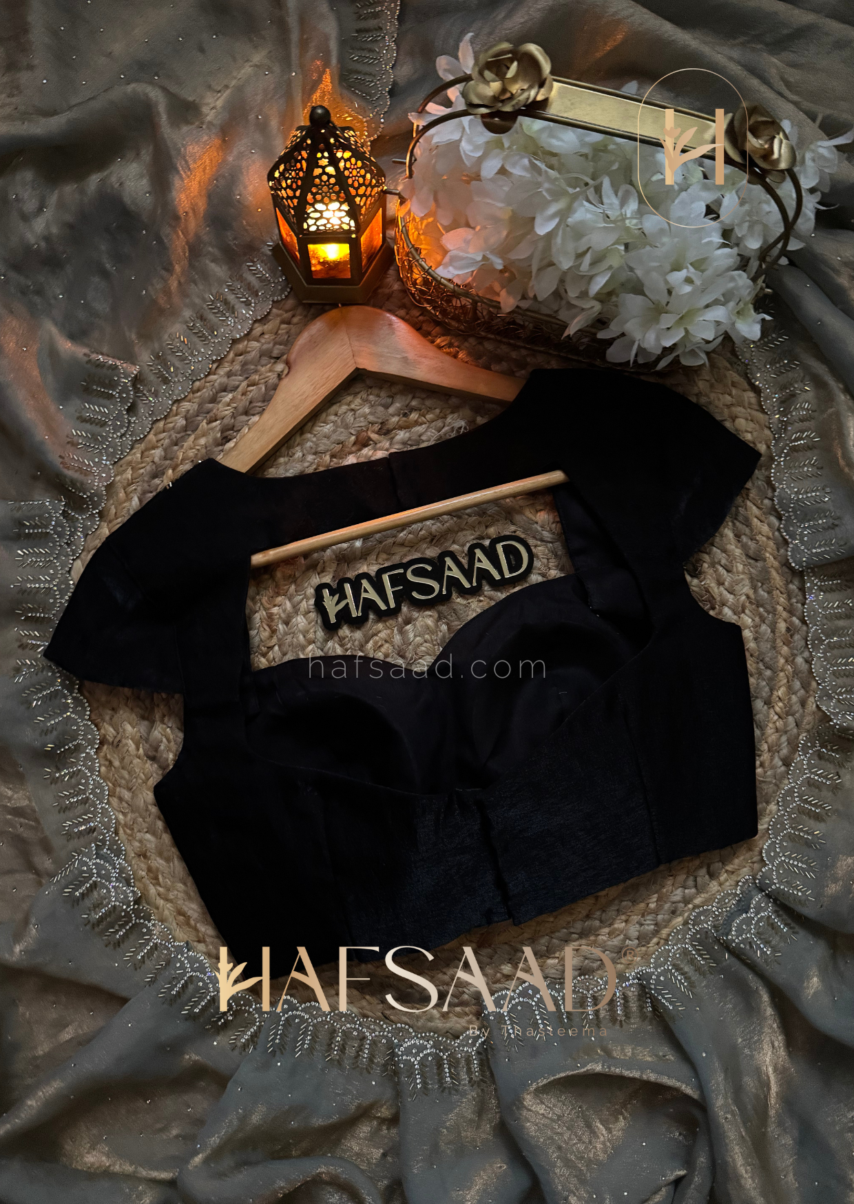 Henna - Stardust satin saree (Grey)