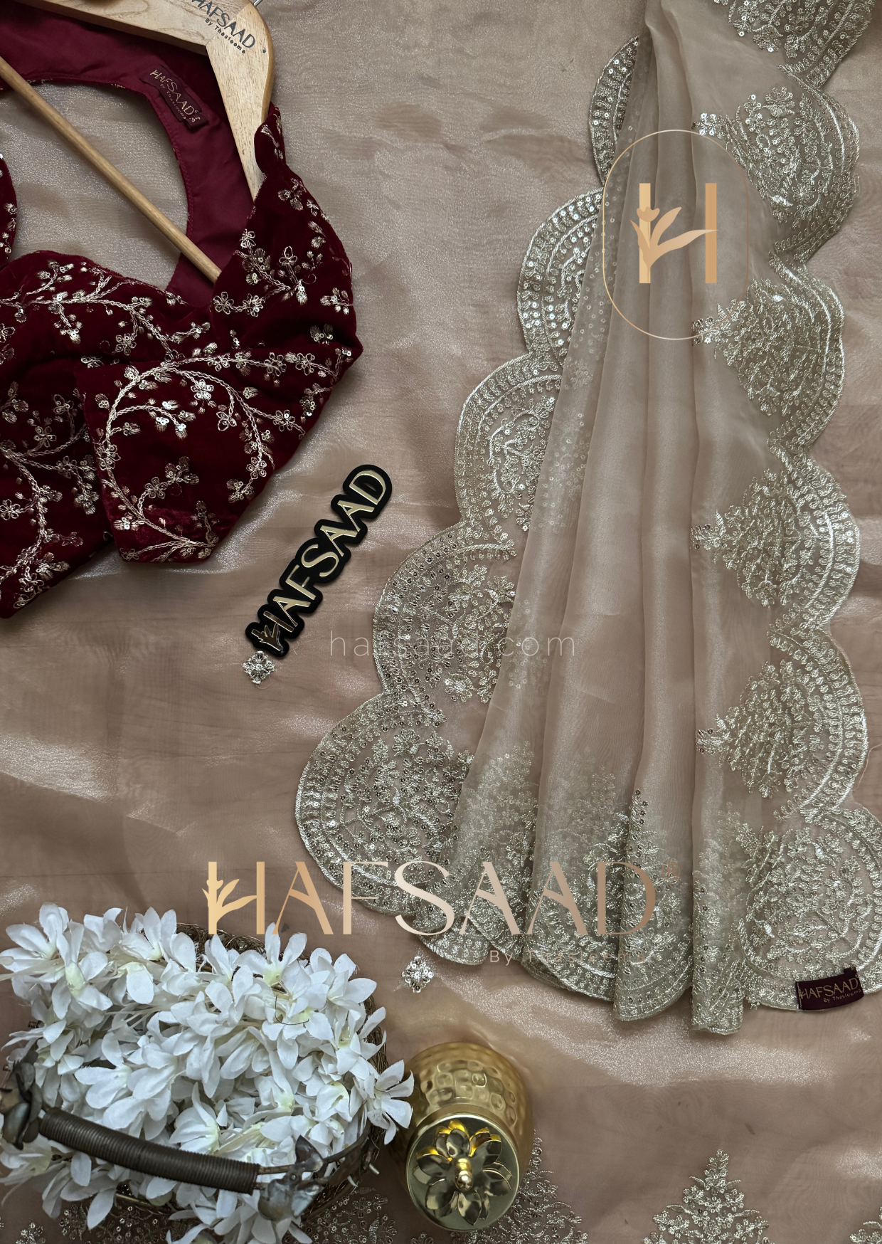 Shreya elbow sleeve - semi organza saree