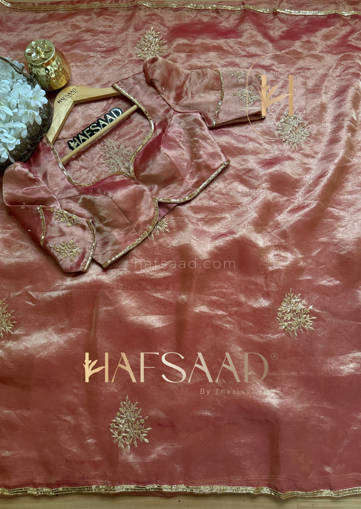 Nargis bridal-Pure tissue silk handwork saree