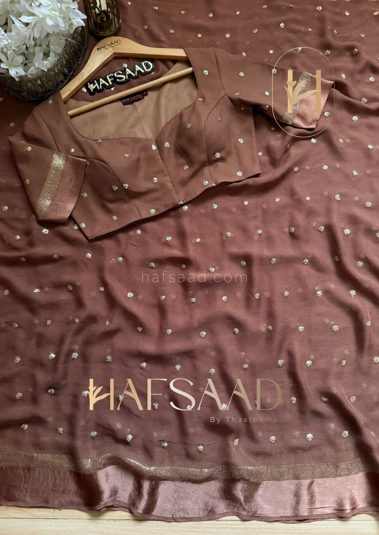 Mira- Pure viscose saree (Peached Coffee)