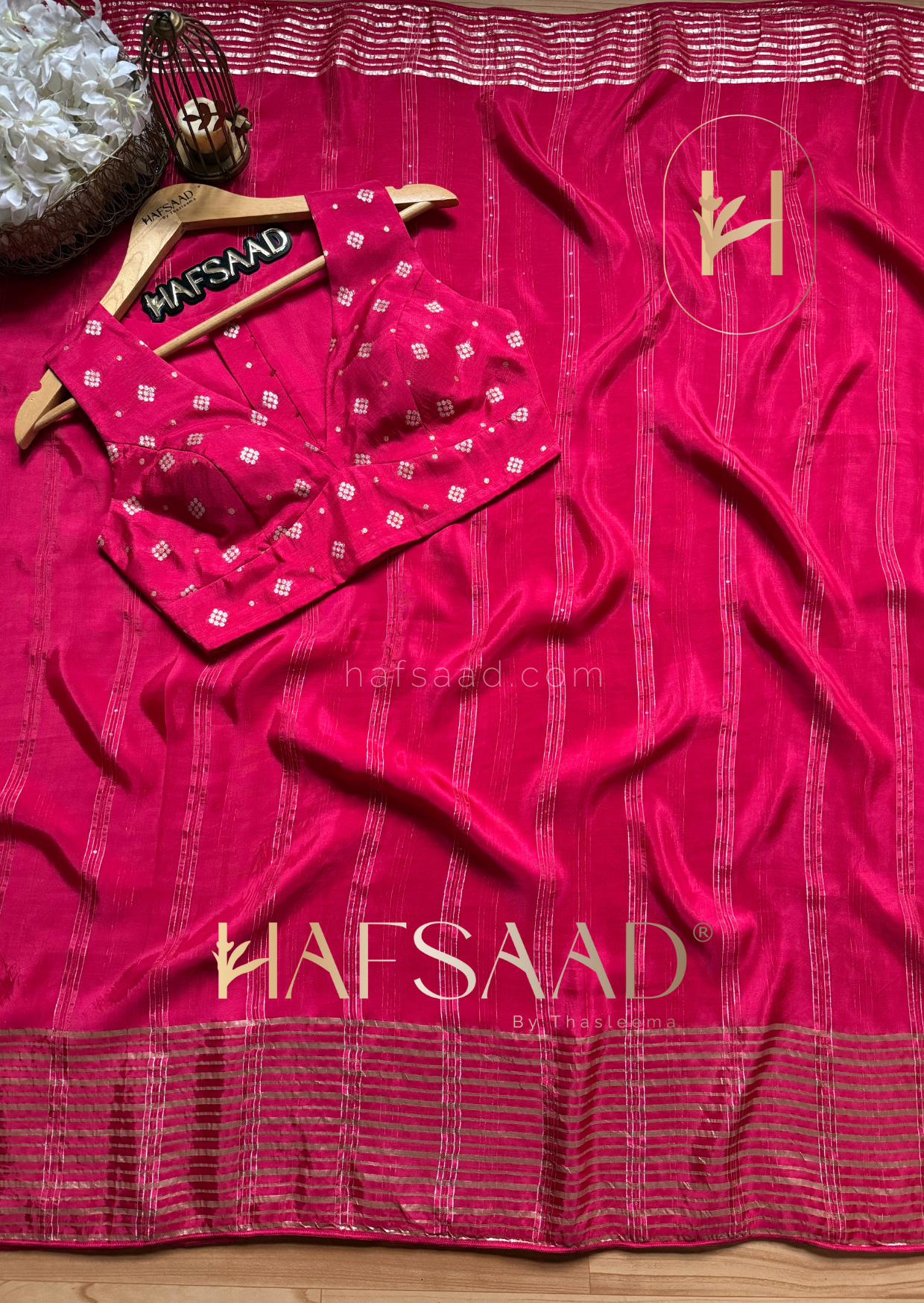 Ria - Premium blended silk saree (Pink)