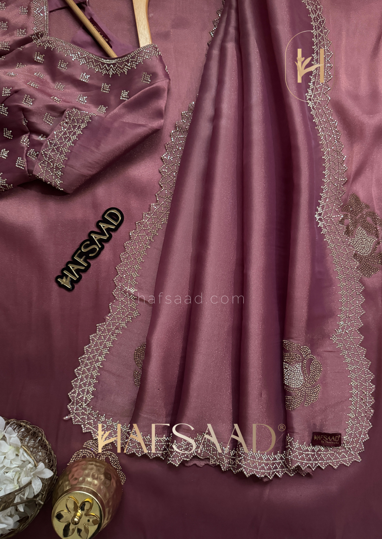 Amber - Premium tissue saree (Mauve)