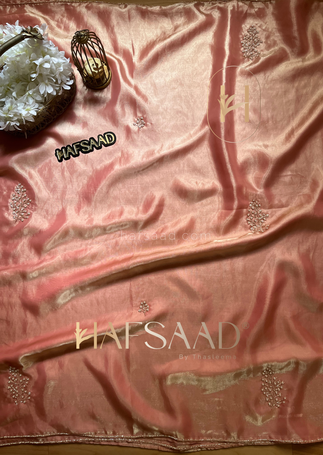 Baby breath -Handwork fluid organza saree