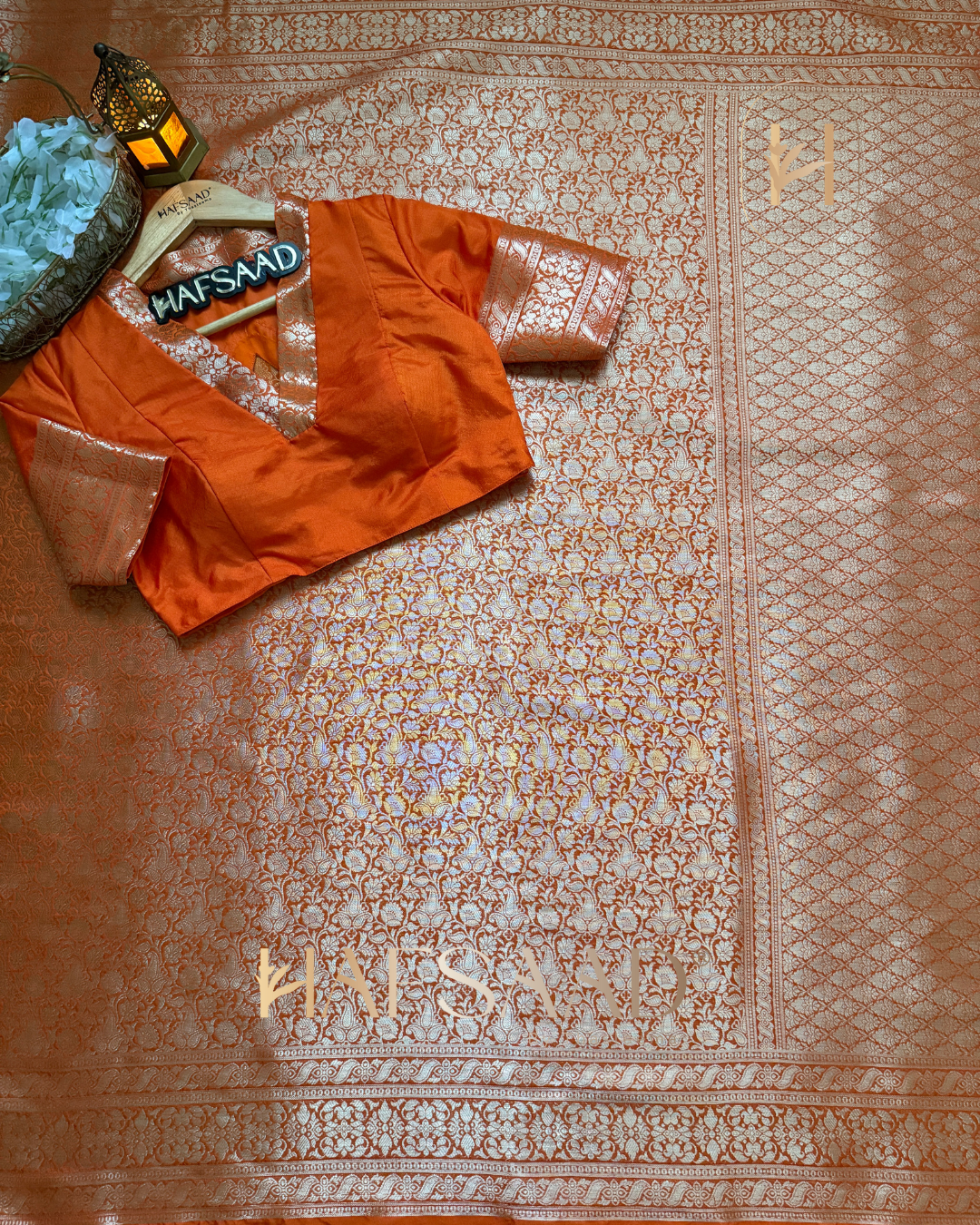 Ahana - Soft semi silk saree (Orange)