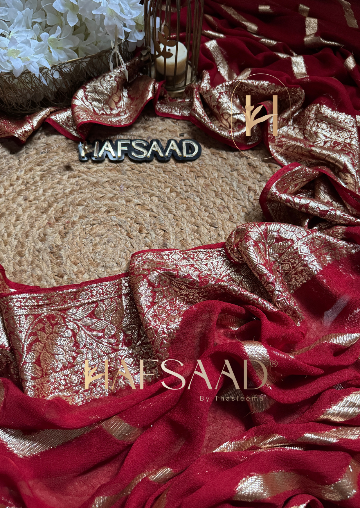 Yamini -Pure viscose saree (Red)