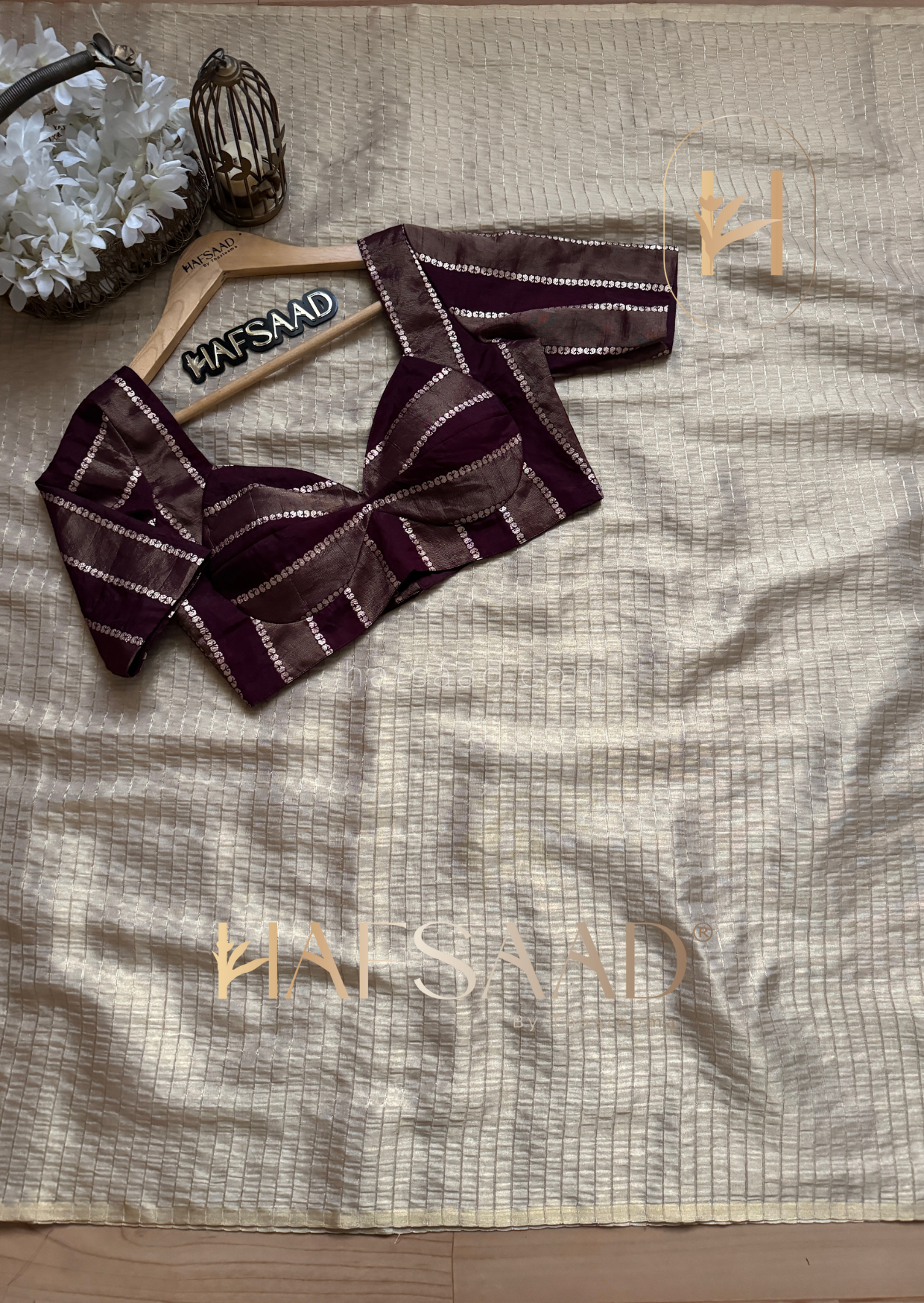 Anmol - Semi tissue silk saree (Plum)
