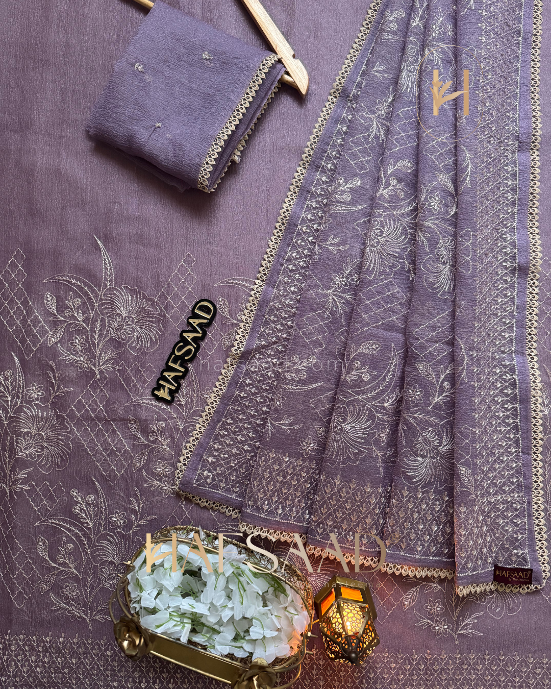 Arwa - Crushed silk organza saree (lavender)