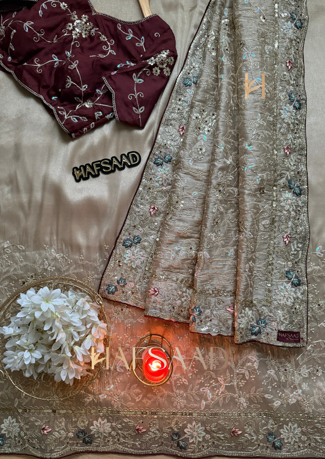 Hidaya - Soft tissue saree (Beige)