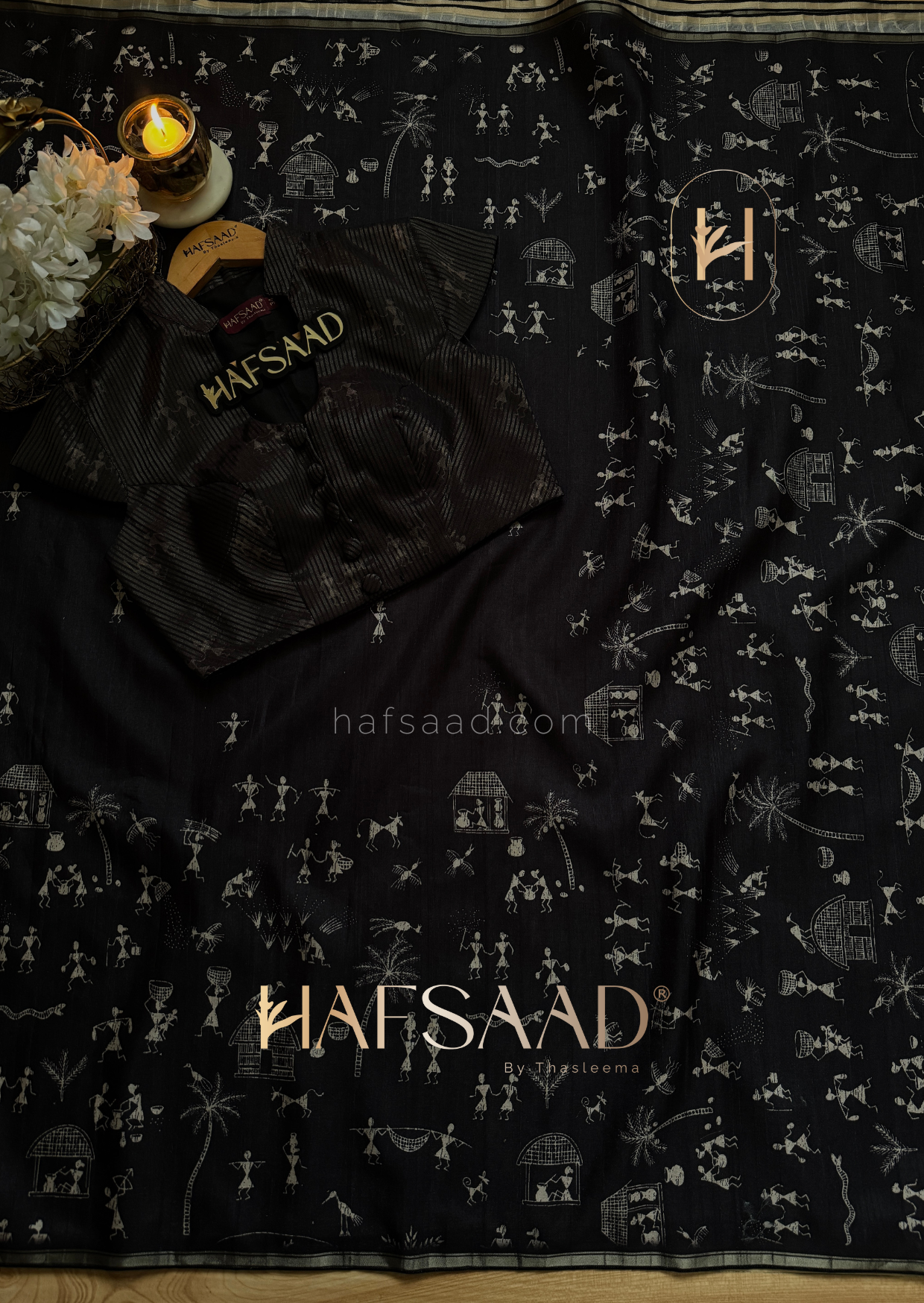 Mrunal - Premium soft tussar silk saree (Black)