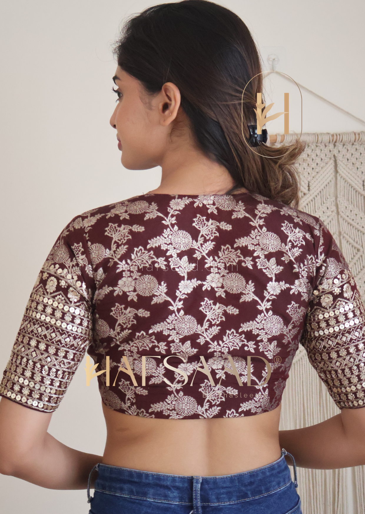 Mithra- Pure viscose saree (Plum Cream) Ready to wear