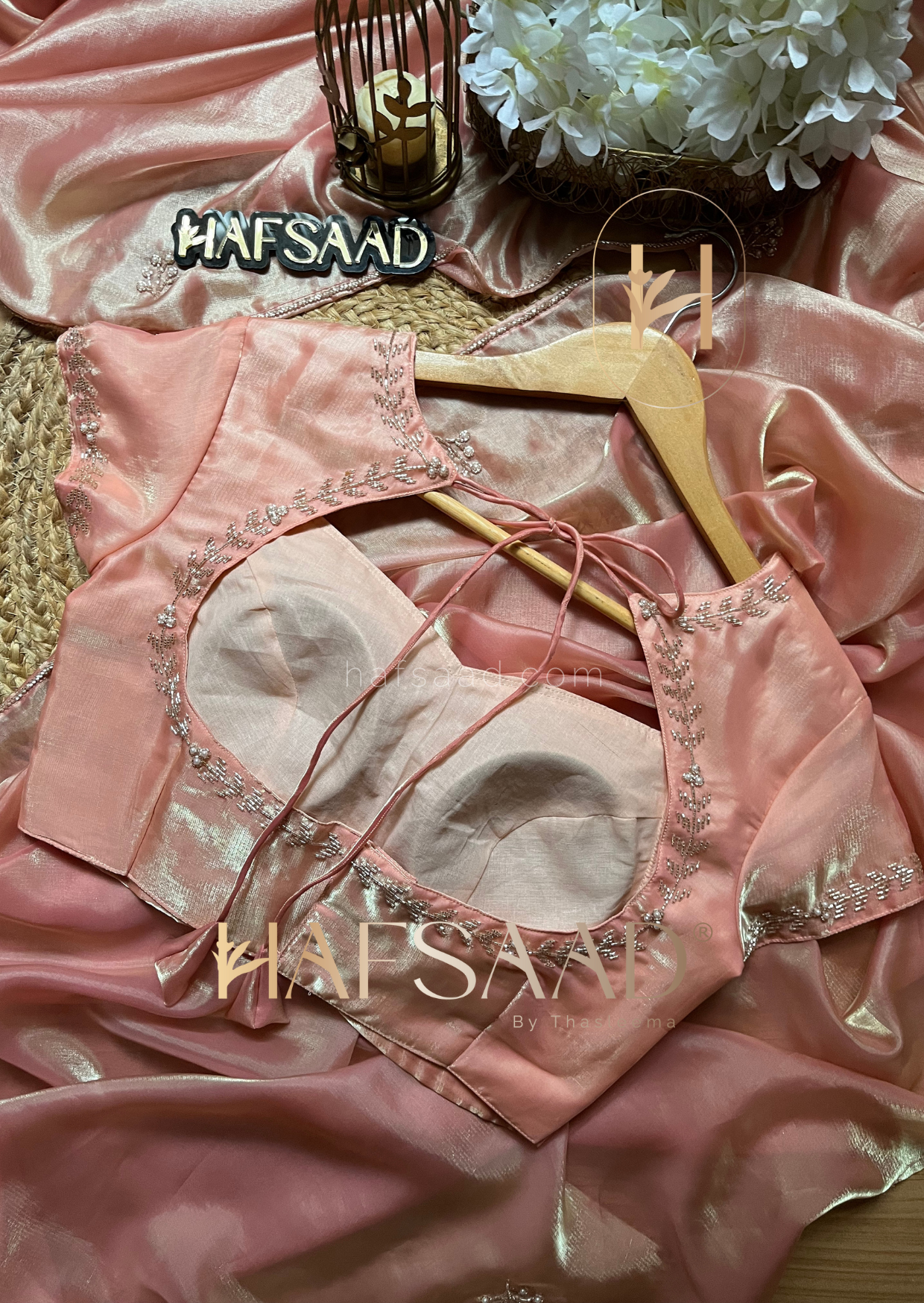 Baby breath -Handwork fluid organza saree
