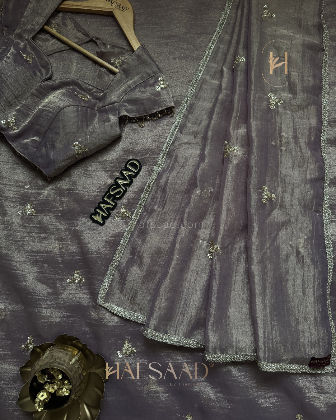 Saira-Imported Tissue Saree (grey)