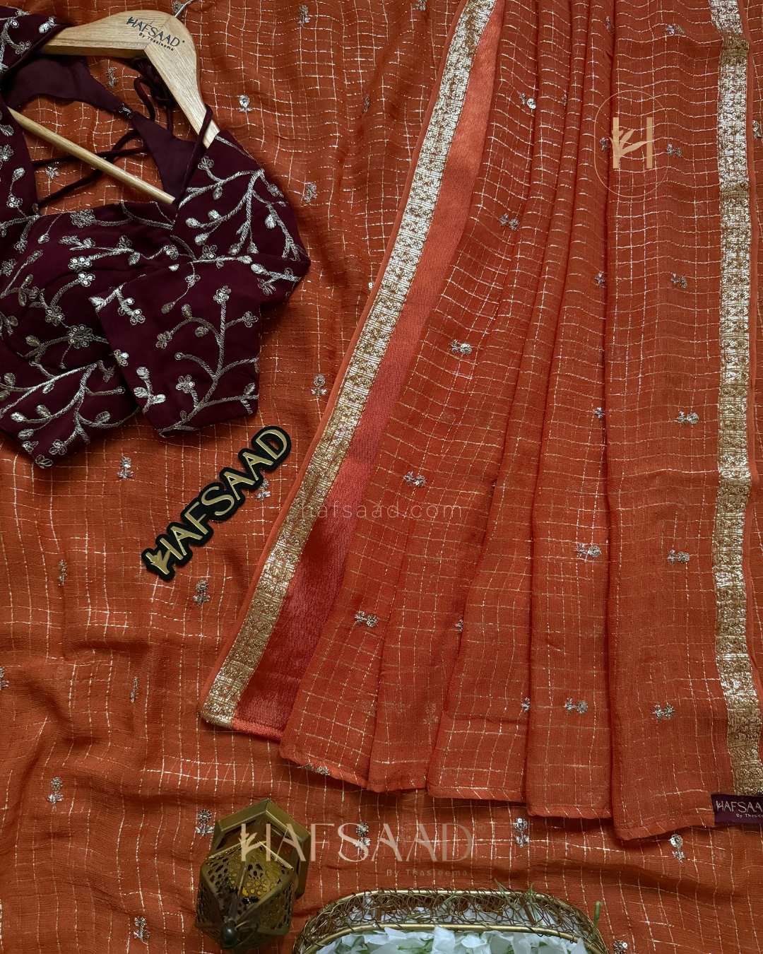Mathu - Pure viscose saree (Burnt Orange)
