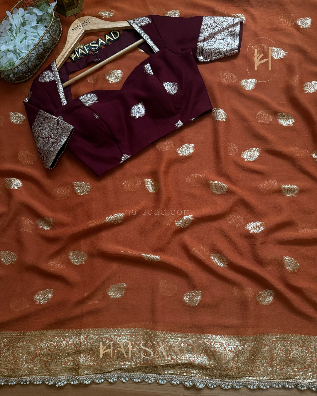 Nafeesa - Pure viscose saree (Orange)