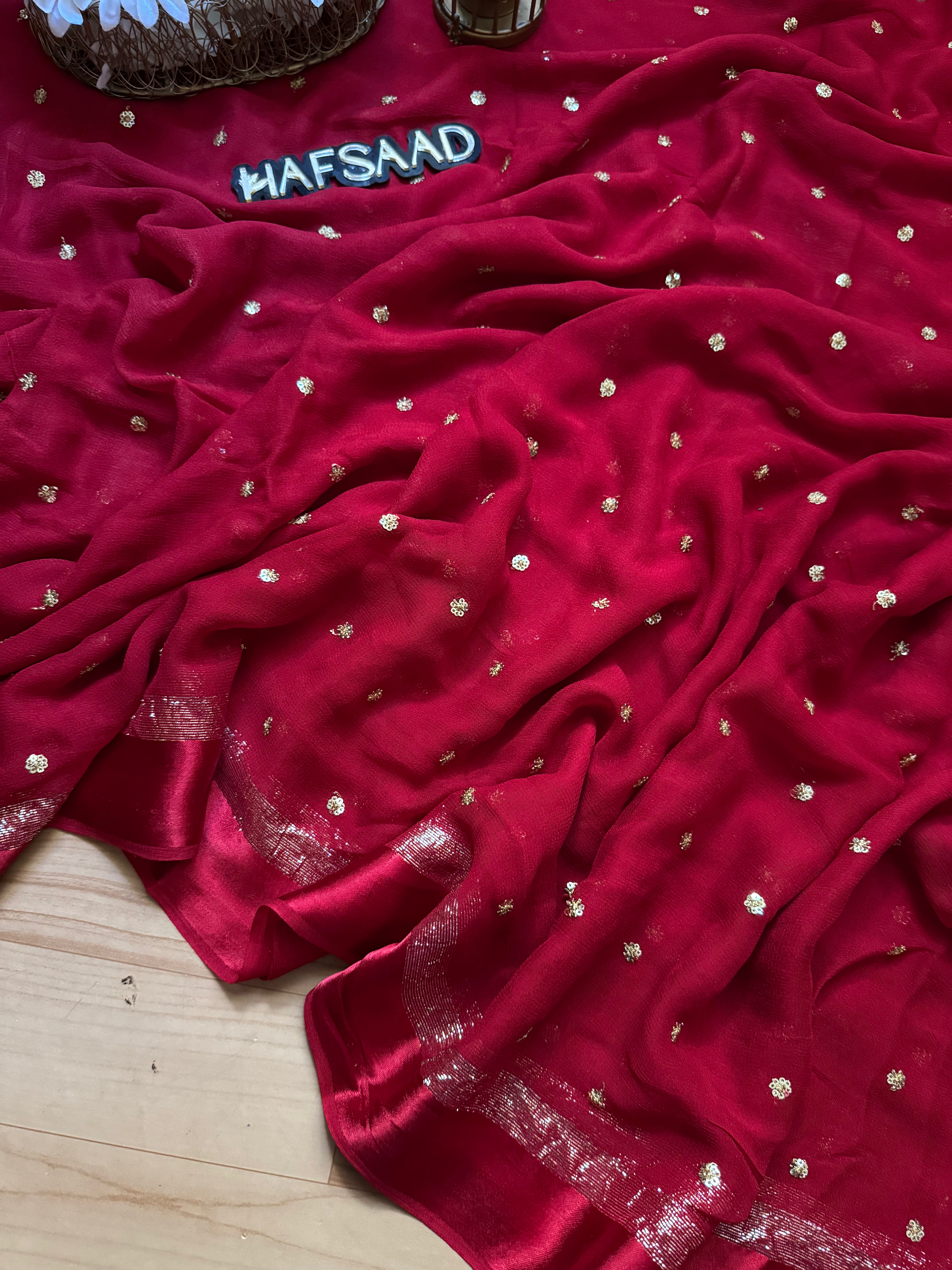 Mira- pure viscose saree (Red)