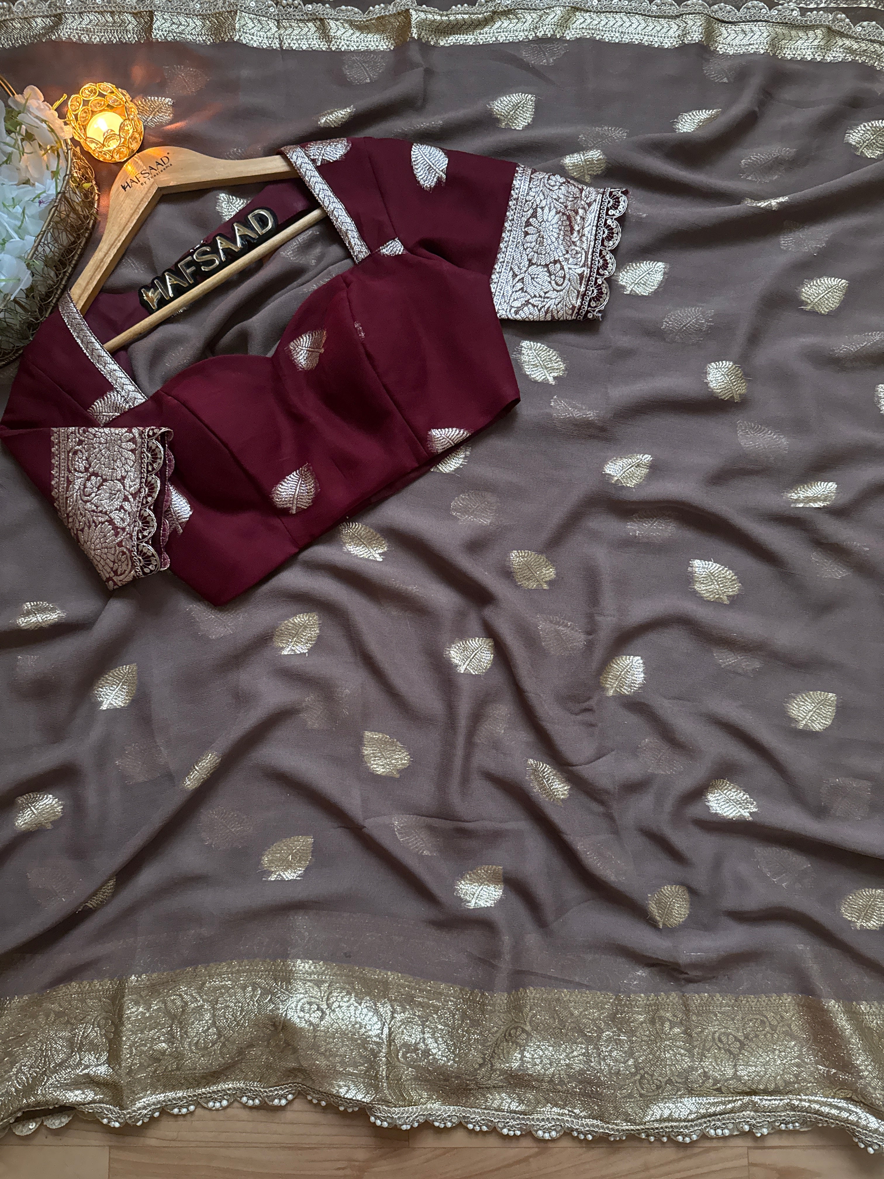 Nafeesa - Pure viscose saree (Dusty Grey)