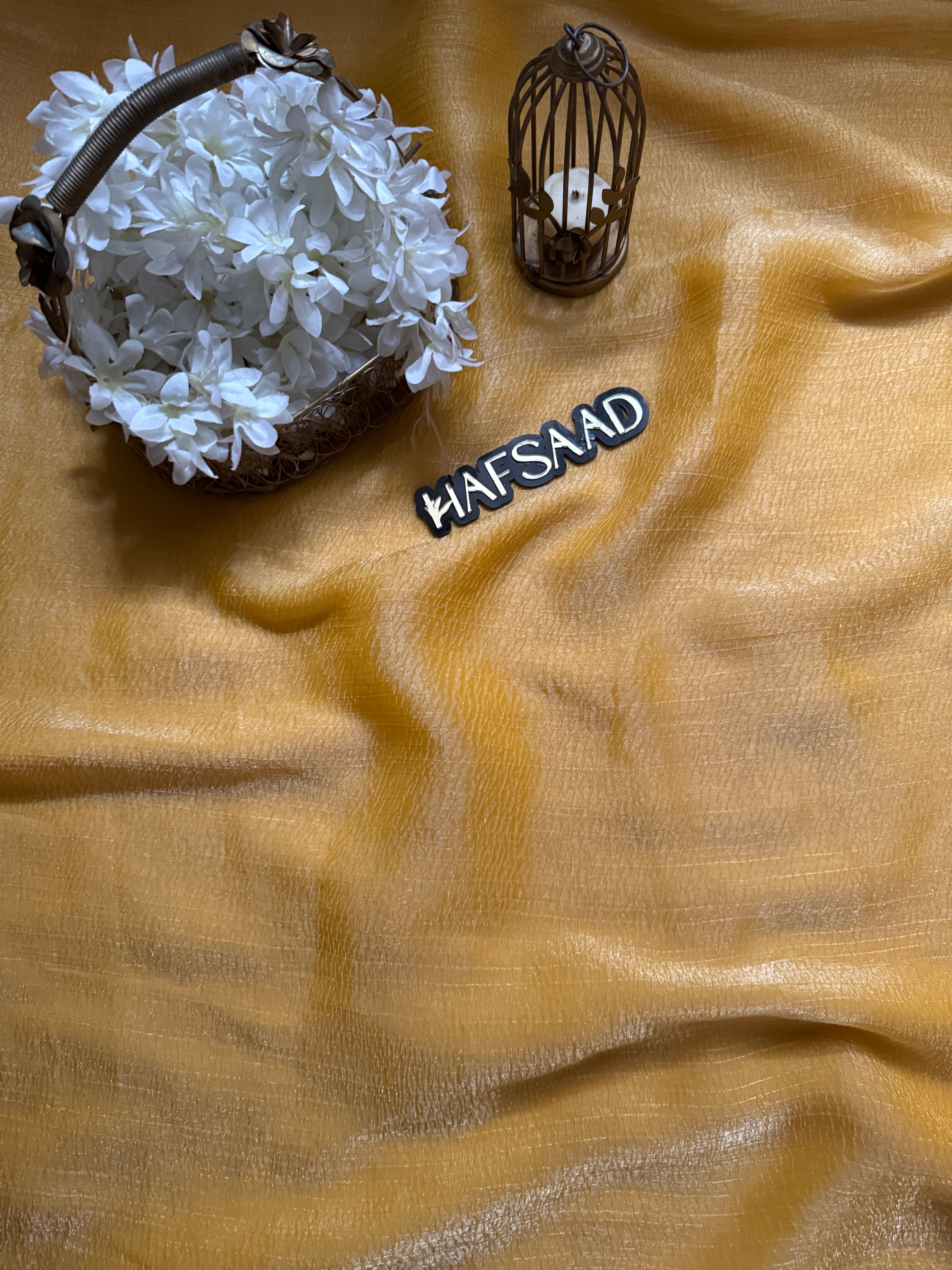 Hasini-Crushed tissue saree (Yellow)