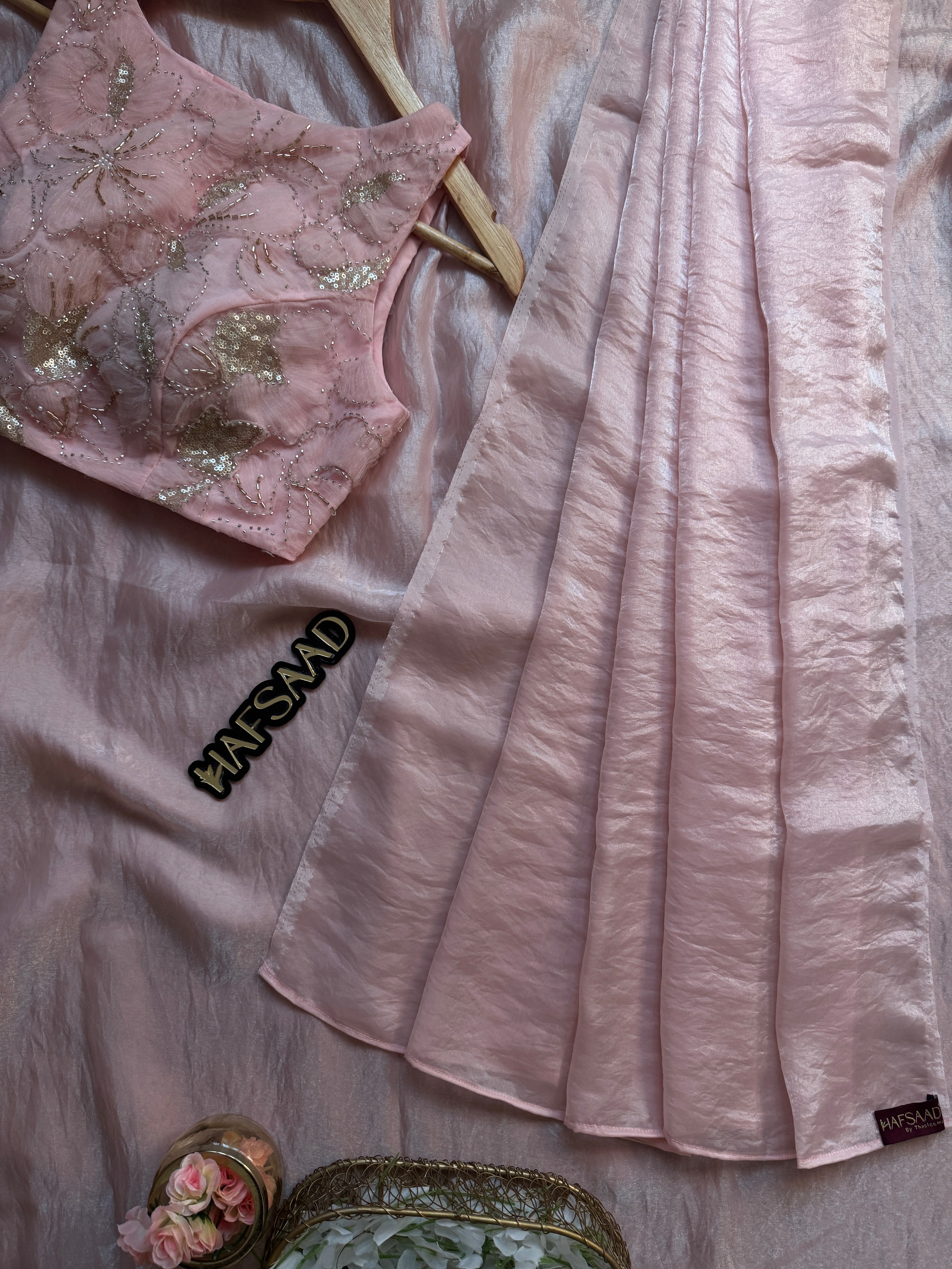 Cassie Bling - Space silk saree (pink)
