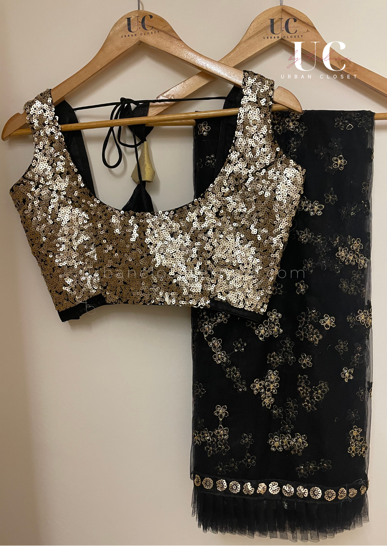 Dark Lustre -Designer net saree