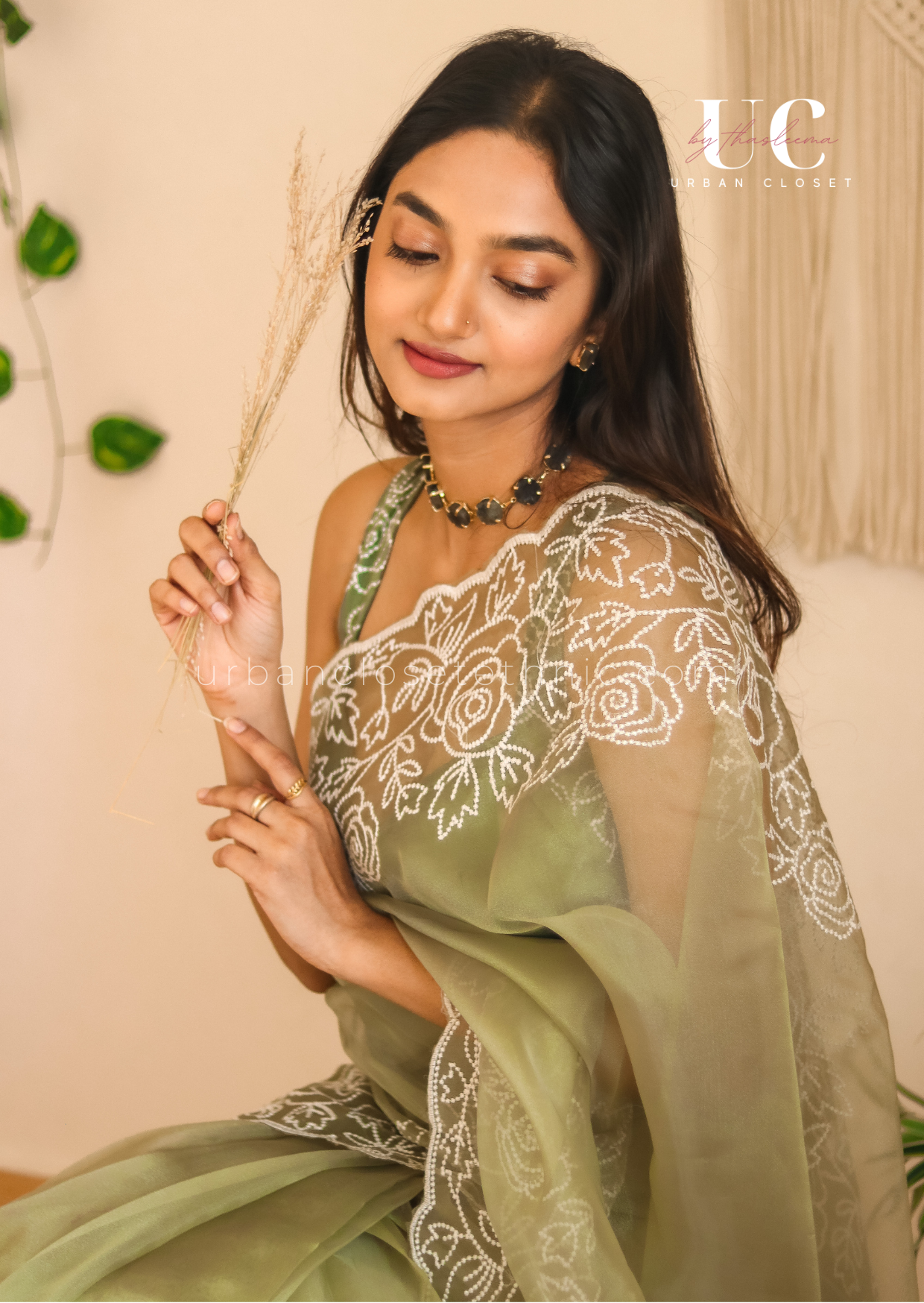 Isha Organza- Moss Green