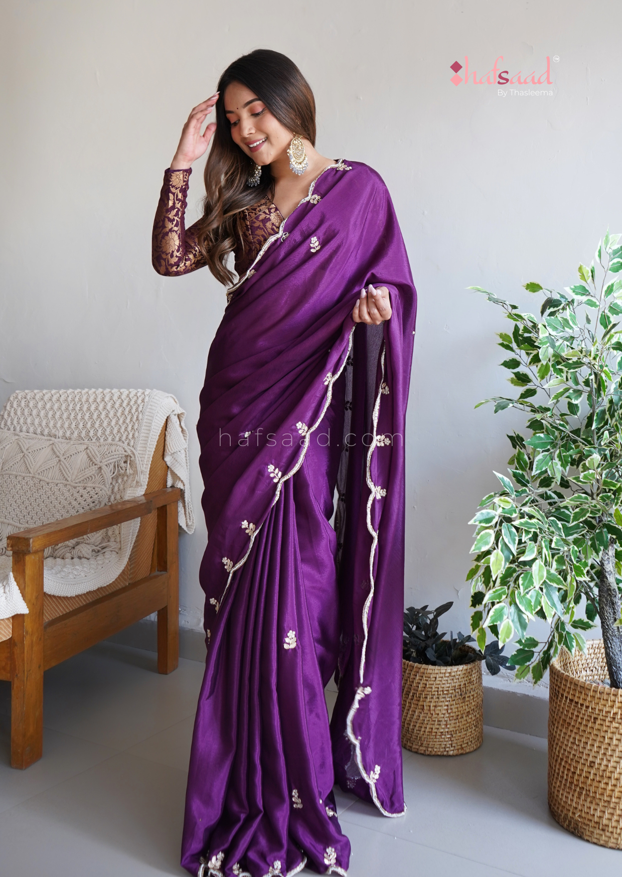 Isha Handwork saree- Purple Sangria