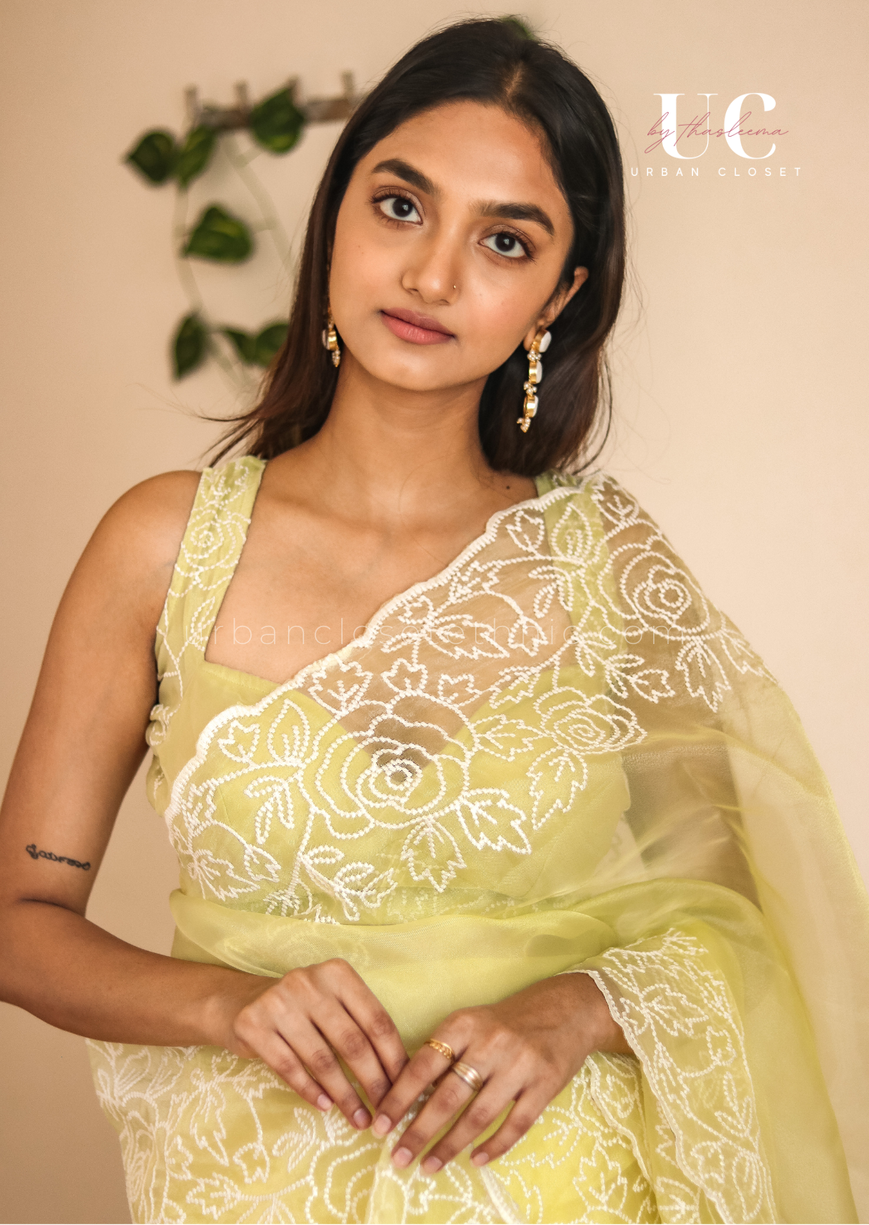 Isha Organza- Ready to wear (Pastel Yellow)