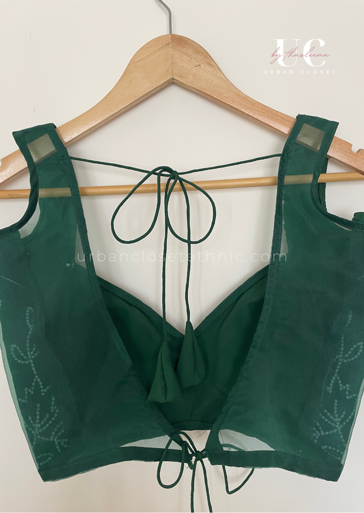 Isha Organza- Ready to wear (Bottle Green)