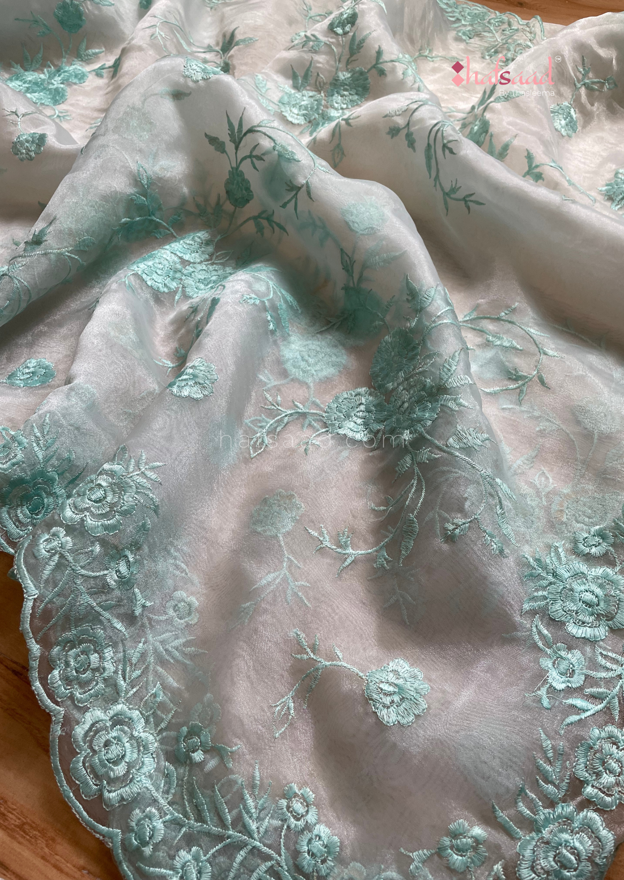 Aayushi- Organza saree (Pastel turquoise)