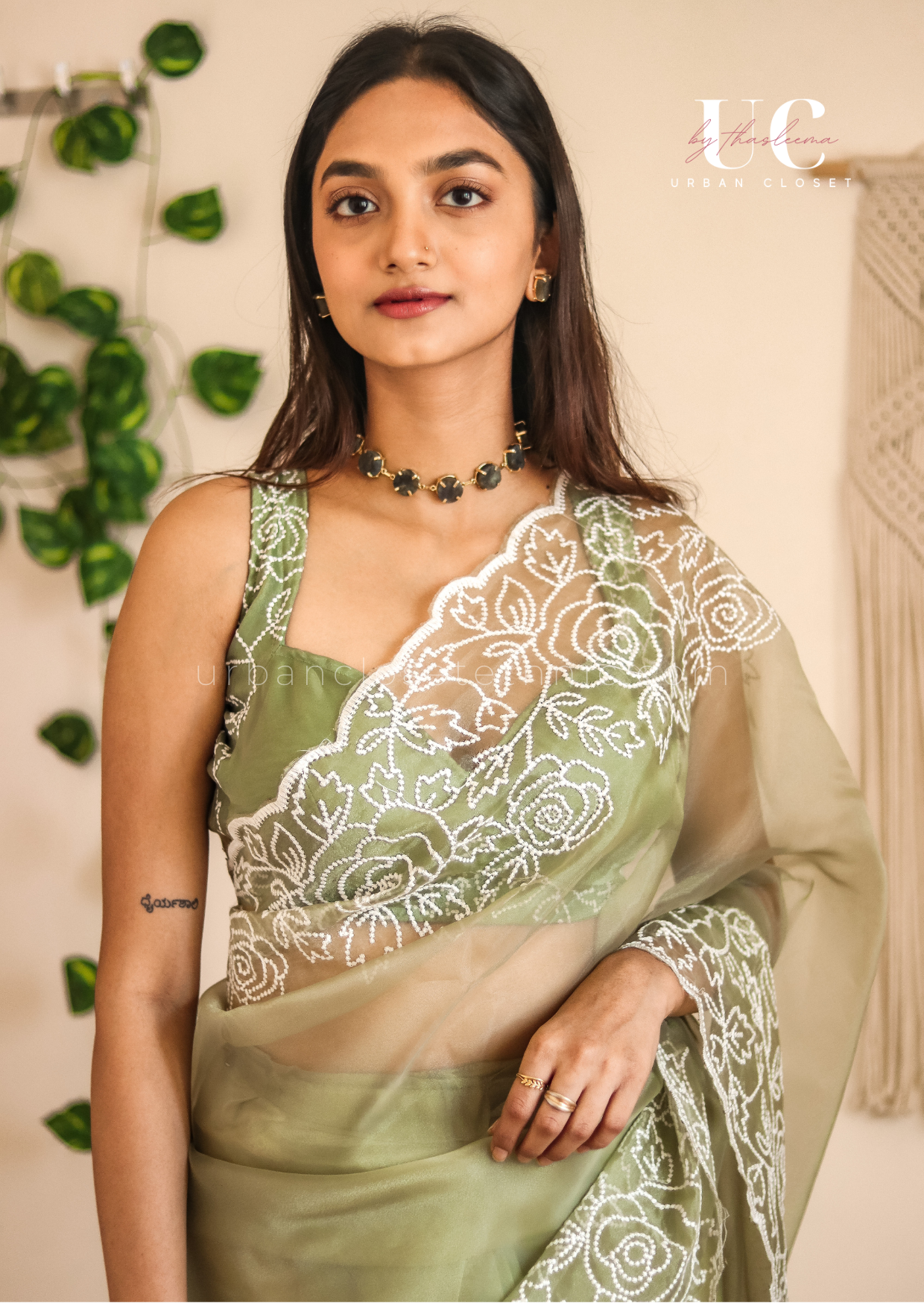 Isha Organza- Moss Green