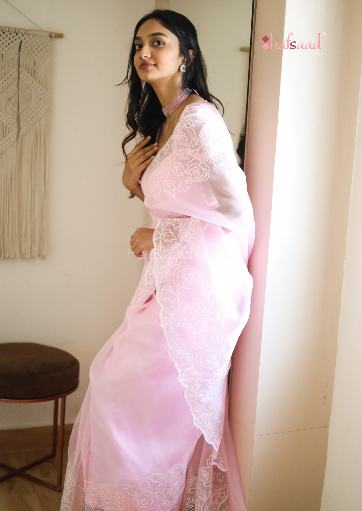 Isha Organza- Ready to wear (Pink)