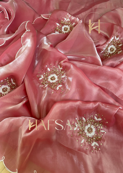 Farnaz- Chikankari satin organza saree