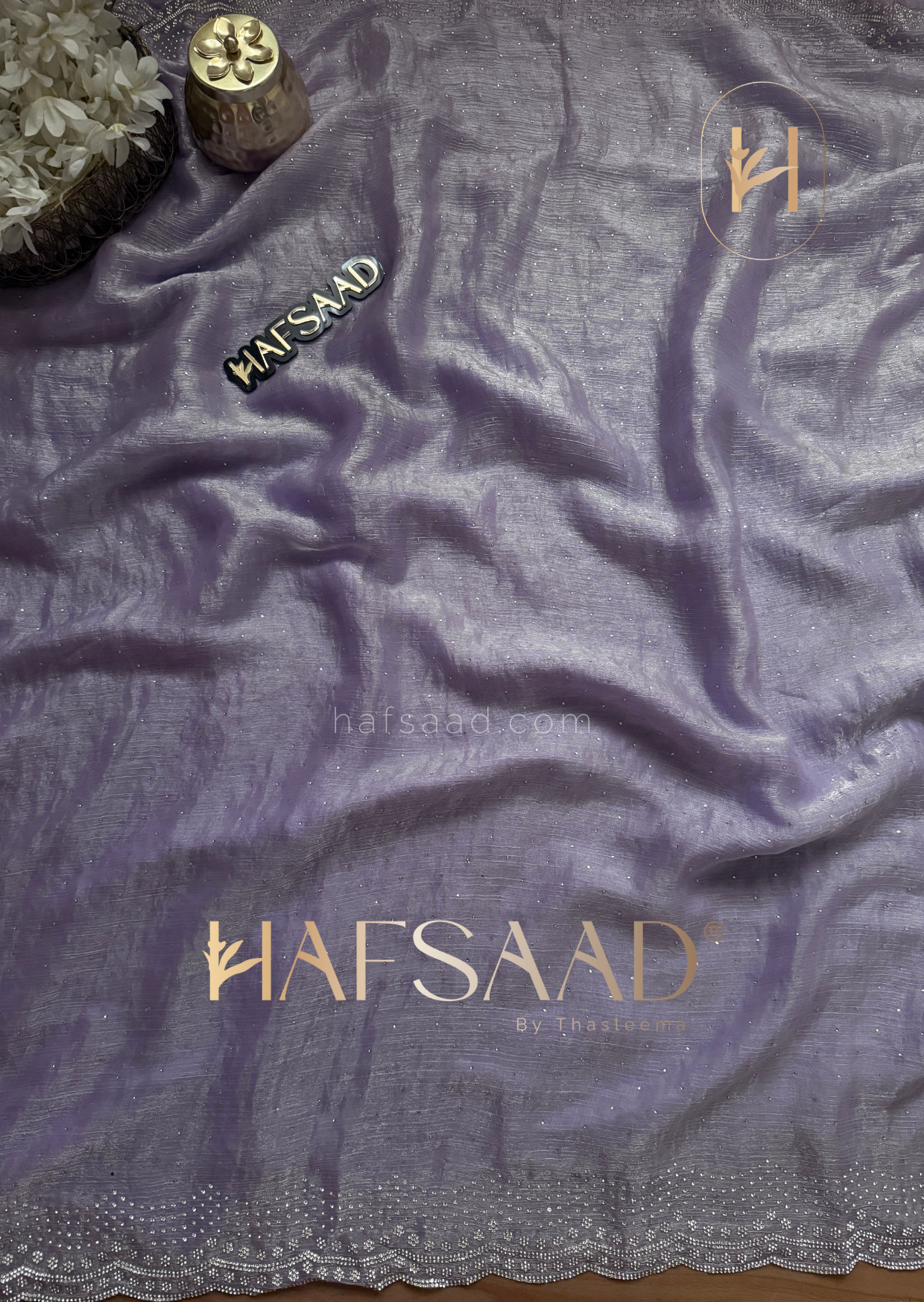 Glisten - Designer chiffon saree (Lavender)