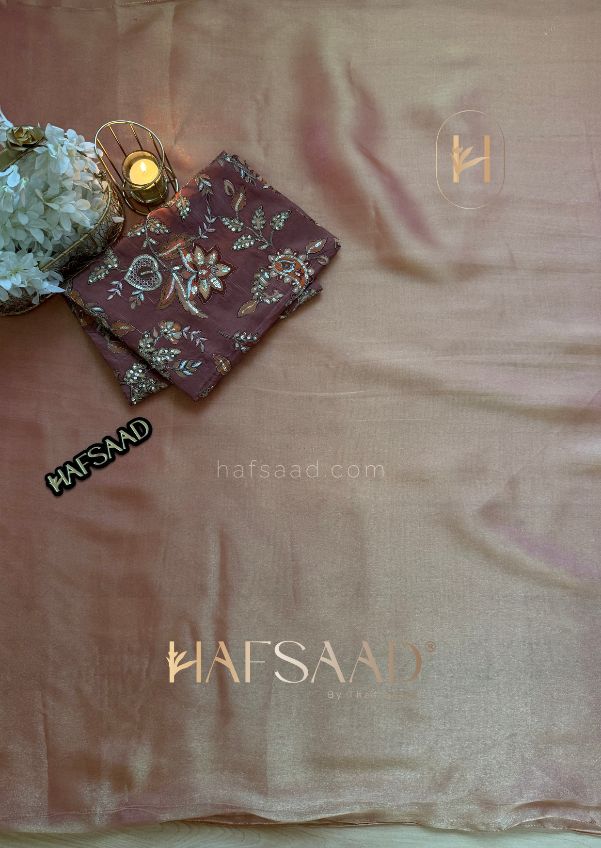 Anya - Soft tissue saree (ice pink)