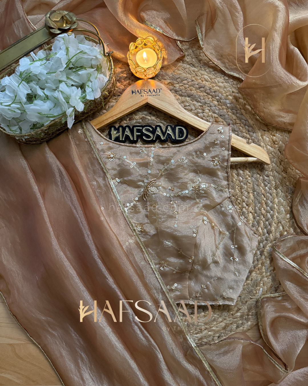 Alia - Soft tissue saree (Peach)