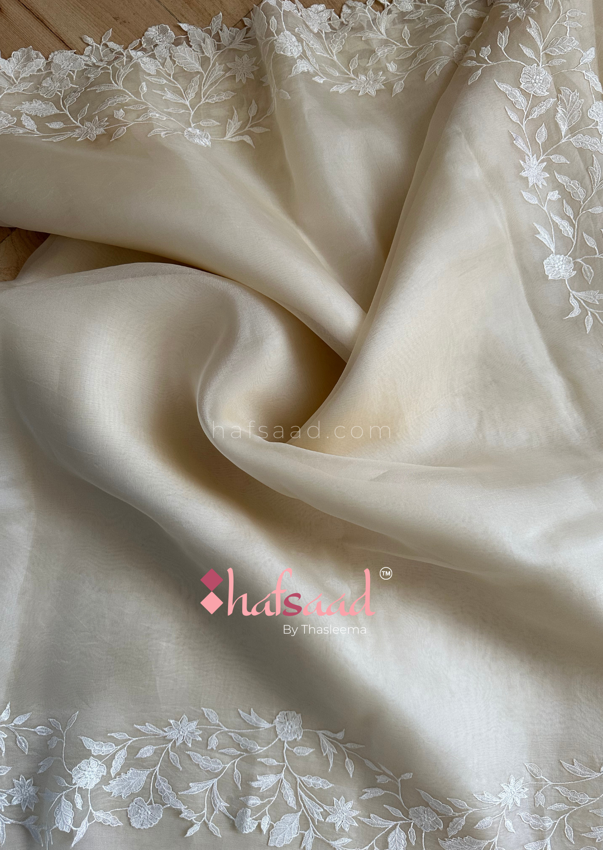 Roop- Pure organza silk saree (Whipped cream)