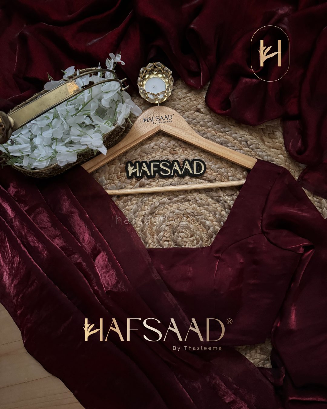 Sinful full sleeve - Stardust satin saree (Maroon)