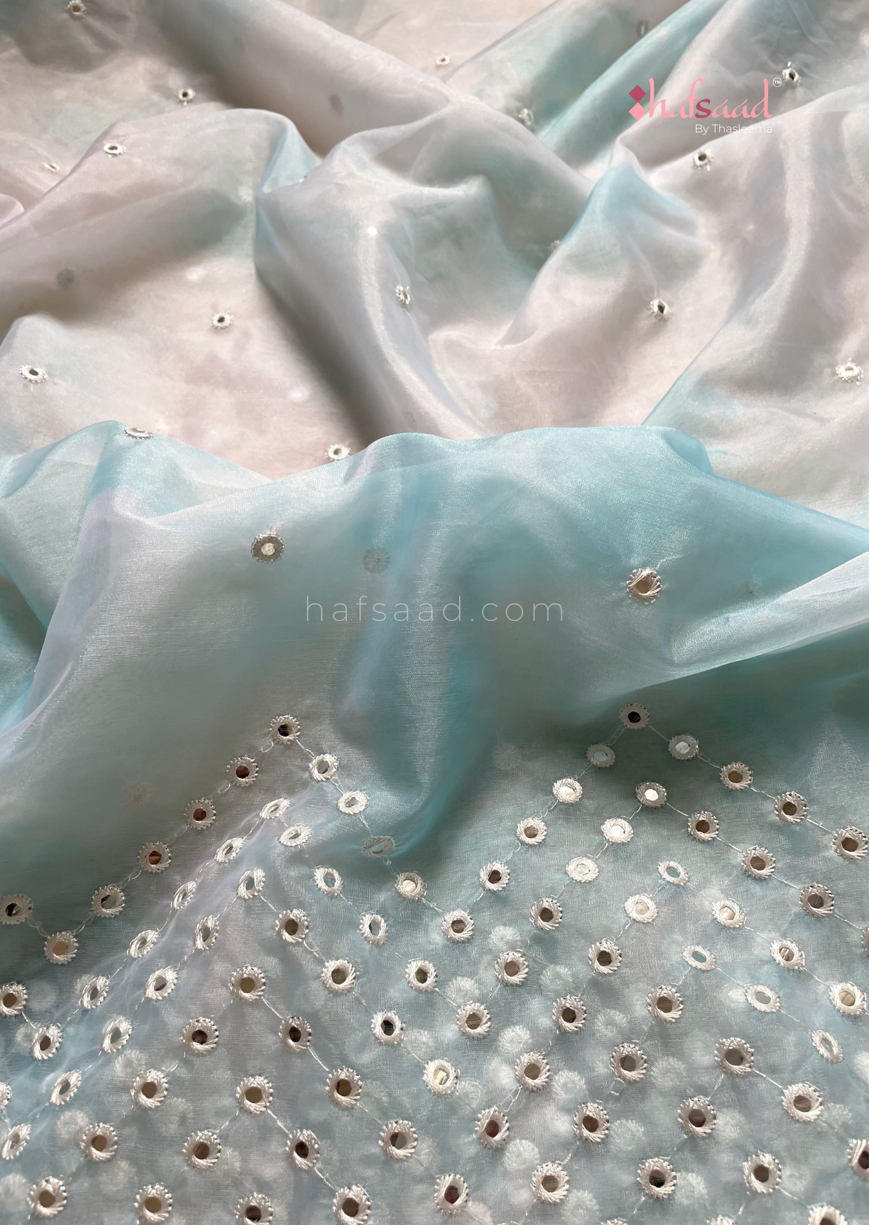 Lagoon- tie and dye organza saree